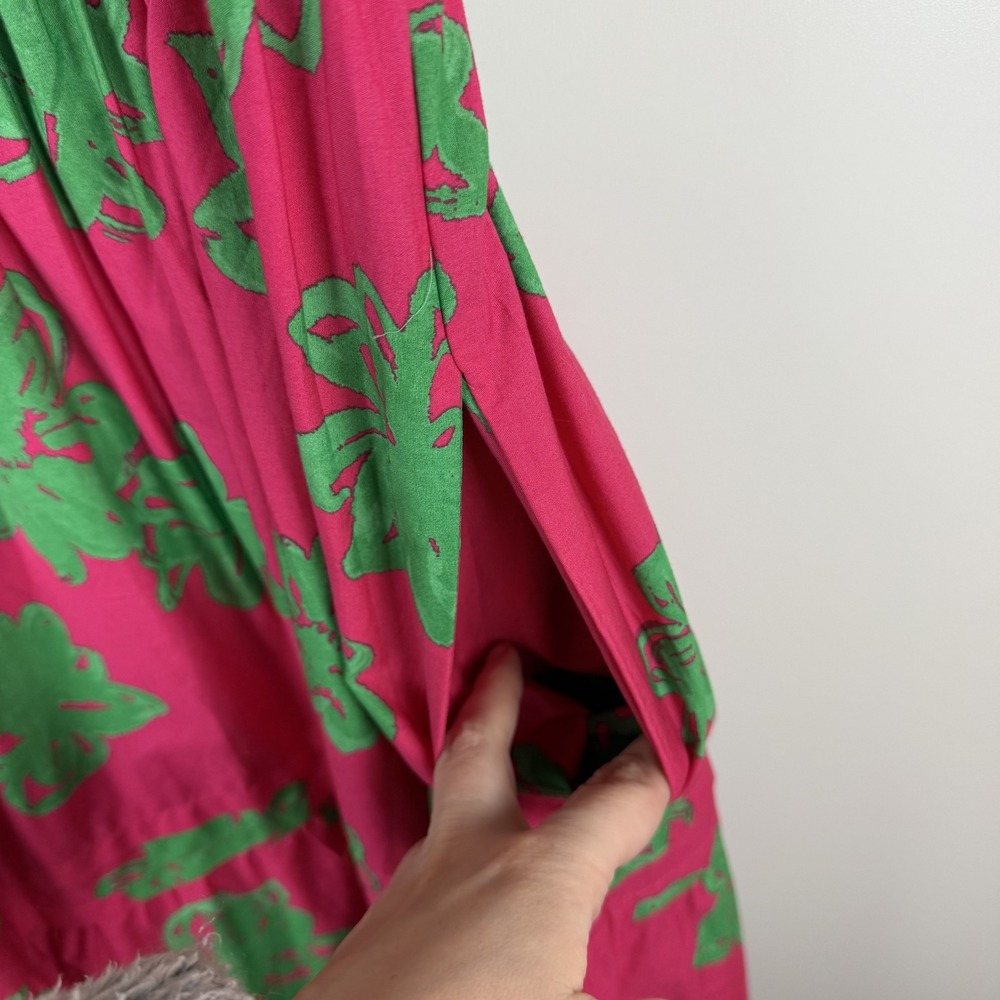 Anthropologie Pink Maxi Dress with Green Floral Print - Picture 4 of 12